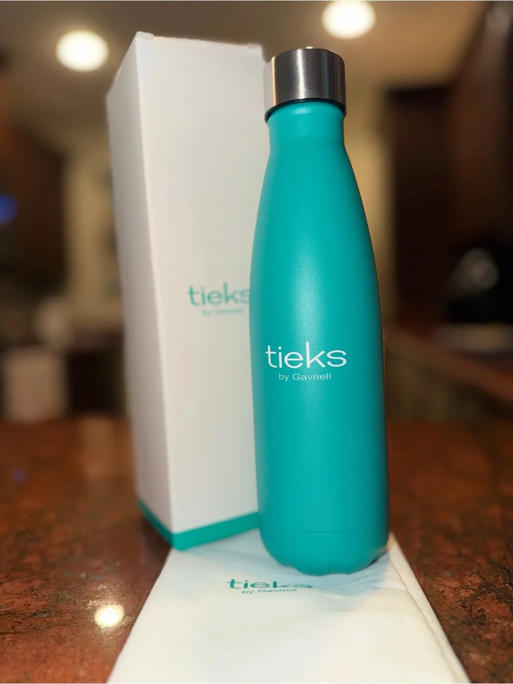 Tieks Teal Insulated Stainless Bottle with Silver Cap